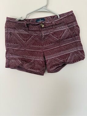 American Eagle Outfitters Maroon Printed Jean Shorts